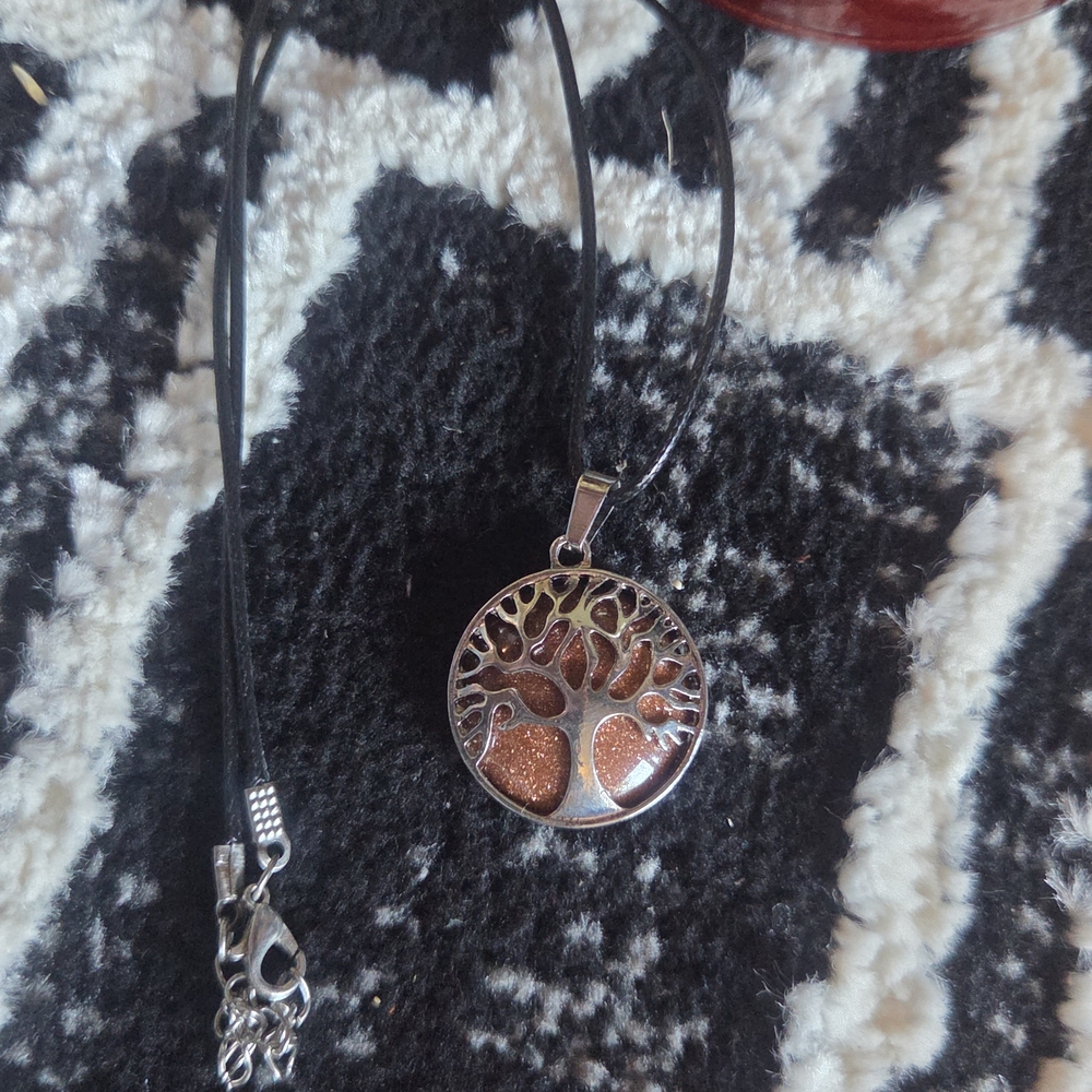 🔥3 For $25 Handmade Goldstone Tree of Life Pendant Necklace